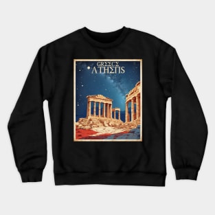 Athens Greece Starry Night Tourism Vintage Travel Poster Crewneck Sweatshirt